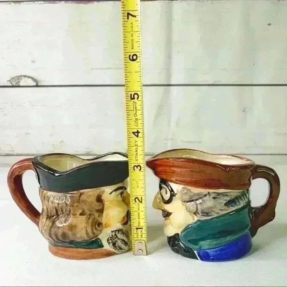 (2) Vintage Toby Mugs Cups Jug Pitcher Creamer Character Colonial Man Face Japan - Picture 7 of 8